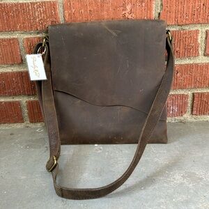 NWT Paisley Road Leather Messenger Bag